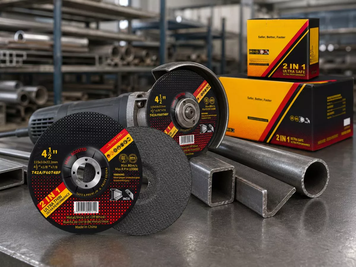 4 1/2 calowa tarcza do cięcia heavy duty 115×3,0×22,2mm używana na szlifierce kątowej 115mm do cięcia rur i profili ze stali węglowej i nierdzewnej.